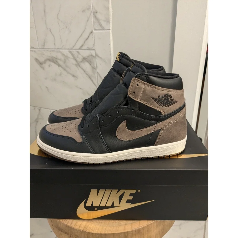 Air‎ Jordan 1 Retro High OG Black Metallic Gold Brown Sneakers Mens Size 14